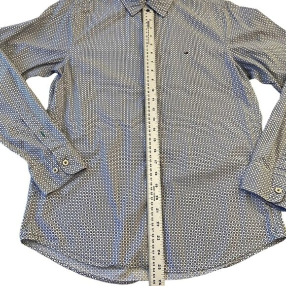 Tommy Hilfiger button down shirt New York fit blue white green 100% cotton Small - Picture 9 of 11